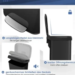 Køkkenspand, 68L, 40x38x78 cm, Sort