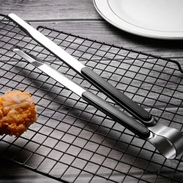 Køkkentang Rustfrit Stål BBQ Steak Clip 25,5 cm Sort Outlet