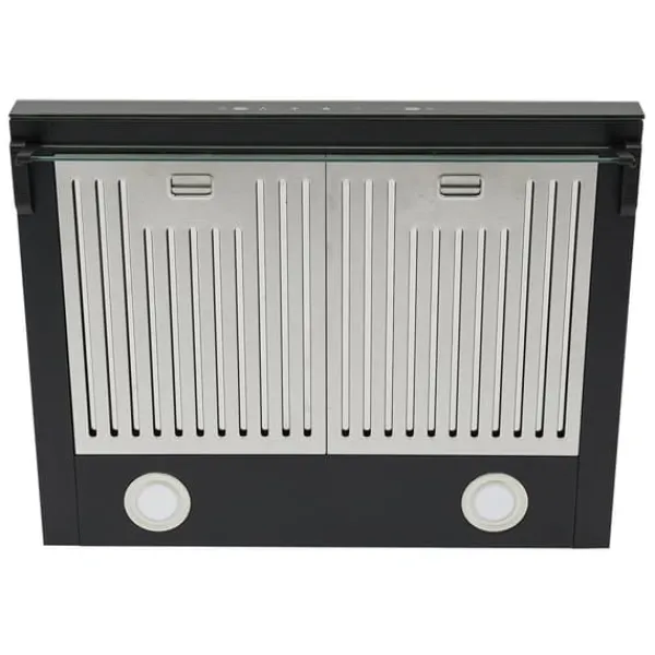 Emhætter>Køkkenventilator, 60 cm bredde, 2 x 100W motorkraft, 350 CFM sugeevne, 55 dB støjniveau, berøringskontrol