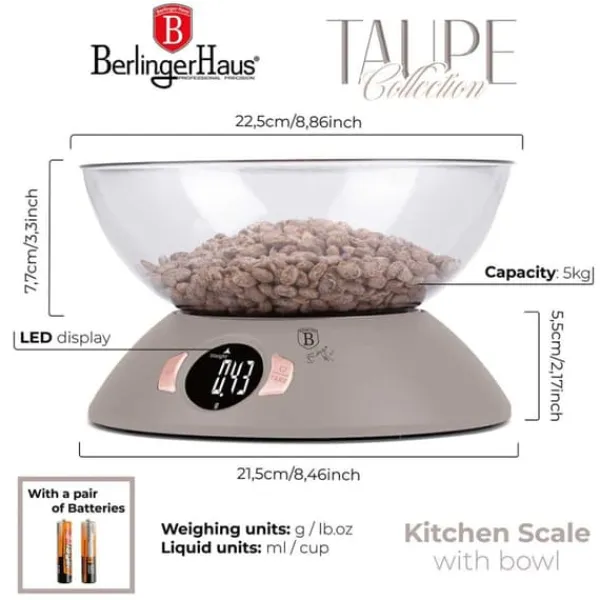 KØKKENVÆGT MED SKÅL BERLINGER HAUS BH-9616 TAUPE Online
