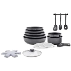 Gryder, Stegepander Og Kasseroller>Köksredskap - Alla värmekällor inklusive induktion - KONST & KÖK - AC1824 - Aluminium - 18 delar - Non-stick - Avtagbart handtag