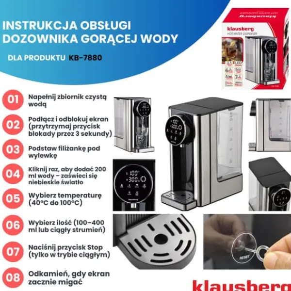 KLAUSBERG KB-7880 2,7L varmtvandsbeholder med temperaturkontrol