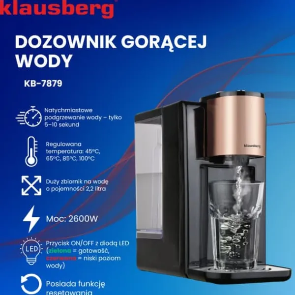 Kopvarmer>KLAUSBERG KB-7879 2,2L varmtvandsbeholder med temperaturkontrol