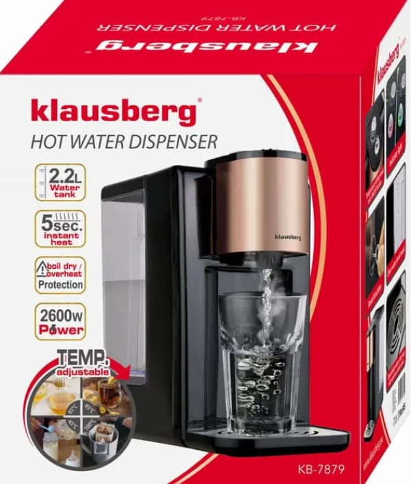 Kopvarmer>KLAUSBERG KB-7879 2,2L varmtvandsbeholder med temperaturkontrol