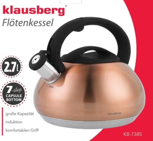 KLAUSBERG KEDEL MED FLØJTE 2,7L KB-7385 KOBBER Hot