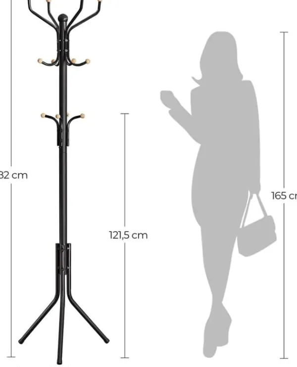 Tøj- & Garderobeopbevaring>Klädhängare 182 cm i Metall, Svart-Ek