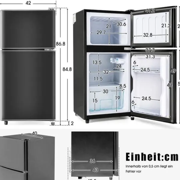 Køle-/fryseskab Kombi, 86,8 cm, 60L køleskab, 22L fryser, 102 kWh/år, Sort, Energiklasse E