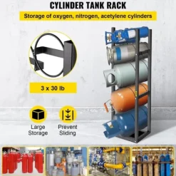 Kølemiddeltankstativ til cylindertanke 3-30lb samt 3 små flasker – ideelt til opbevaring og transport. Hot