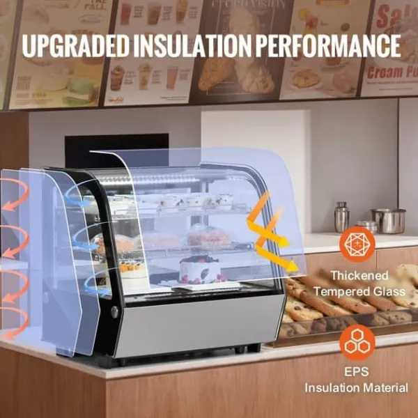 Kølemontre Bageri Display Køleskab 4,2 cu ft/115L, 2-niveau, energibesparende, elegant design til professionelt brug. Online