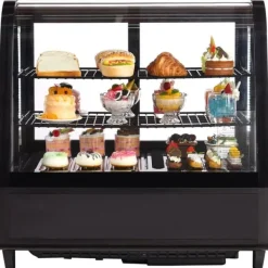 Køleskabe>Kølemontre Bageri Display Køleskab, 100L/3,5 cu.ft, 2-niveau, energieffektiv, glashylder, optimal opbevaring.