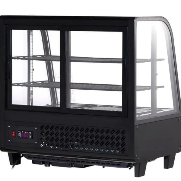 Køleskabe>Kølemontre Bageri Display Køleskab, 100L/3,5 cu.ft, 2-niveau, energieffektiv, glashylder, optimal opbevaring.