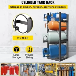 Kølesystemstativ til cylinder: 2-30 lb og plads til 3 små flasker. Perfekt til effektiv opbevaring! Discount