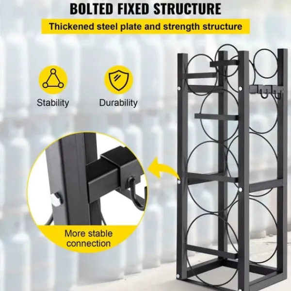 Kølesystemstativ til cylinder: 2-30 lb og plads til 3 små flasker. Perfekt til effektiv opbevaring! Discount