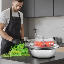 Knoptrimmer skåltrimmer - Manuel - Ø 42 cm - Blade i rustfrit stål - Gennemsigtigt låg - Våd og tør - Håndsving med snoet spindel Discount