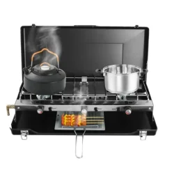 Kogeplade, Bærbar 3-Burner Design, Letvægts og Sammenfoldelig,sort Online