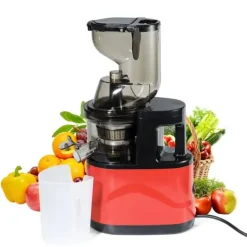 Juicepresser - Nyd Friskpresset Juice Derhjemme>Koldpress saftpresser, stor påfyldningsrør, høj saftudbytte,Rød, EU