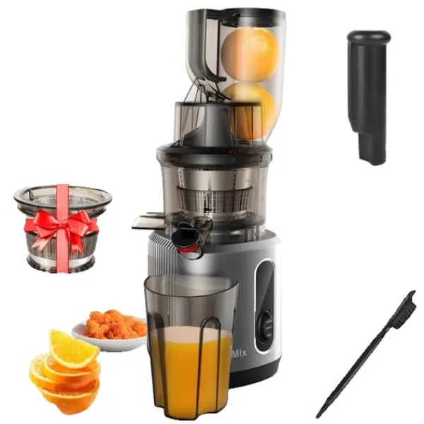 Koldpresset juicer, 75mm fødekasse, Kraftfuld 200W motor, HH-916I, EU Discount