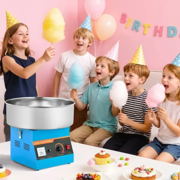 Maskiner Til Candyfloss>Kommerciel Candyflossmaskine, Elektrisk Sukkerstrådsmaskine 1000W, Blå, Stabil Performance