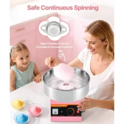 Maskiner Til Candyfloss>Kommerciel Candyflossmaskine, Elektrisk Sukkerstivelsesmaskine 1000W, Lyserød Farve, Høj Effektivitet
