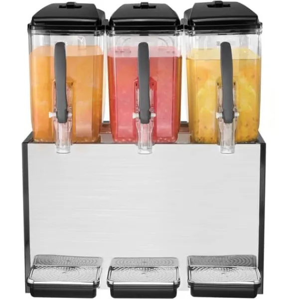 Drikkevareautomater>Kommerciel drikkevaredispenser 12L x 3 tanke, kold juice og isdrik, hurtig servering, ideel til café og fest.