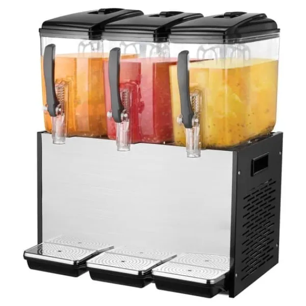 Drikkevareautomater>Kommerciel drikkevaredispenser 12L x 3 tanke, kold juice og isdrik, hurtig servering, ideel til café og fest.