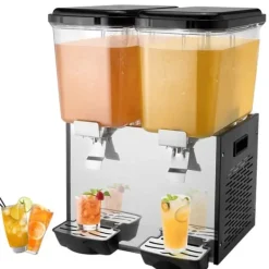 Kommerciel drikkevaredispenser 18L x 2 tanke, kold juice og isdrik dispenser, hold dine drikke kolde og forfriskende.