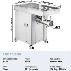 Kommerciel Elektrisk KødKværn 36,7 lbs/min, Industriel KabinetKværn, Høj Ydelse Outlet