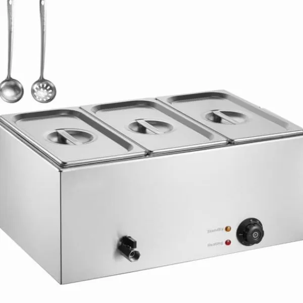 Madopvarmere>Kommerciel Elektrisk Madvarmer 3-Pande Bordplade Buffet 16,5L Bain Marie, Hold Mad Varm, Ideel til Catering og Fest