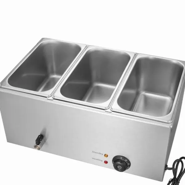 Madopvarmere>Kommerciel Elektrisk Madvarmer 3-Pande Bordplade Buffet 16,5L Bain Marie, Hold Mad Varm, Ideel til Catering og Fest