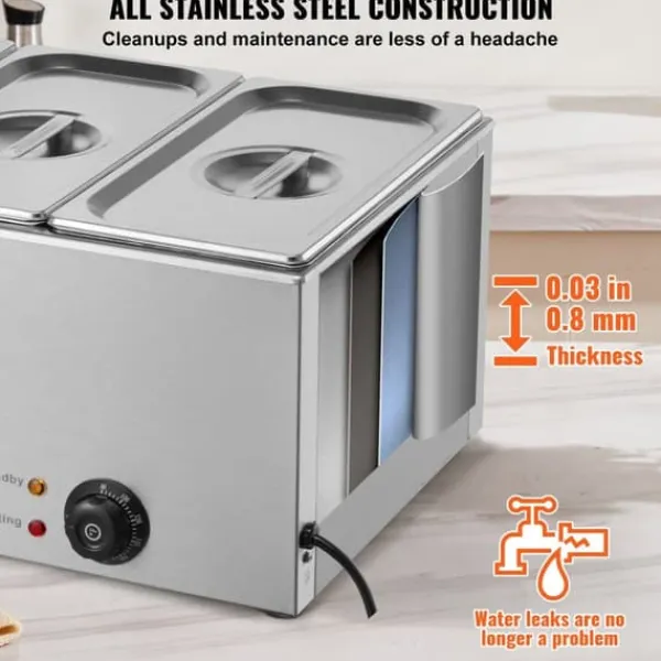 Madopvarmere>Kommerciel Elektrisk Madvarmer 3-Pande Bordplade Buffet 16,5L Bain Marie, Hold Mad Varm, Ideel til Catering og Fest