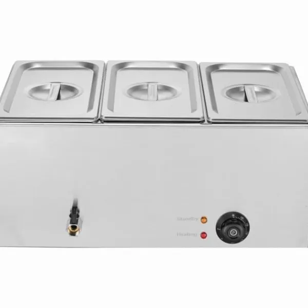 Madopvarmere>Kommerciel Elektrisk Madvarmer 3-Pande Bordplade Buffet 16,5L Bain Marie, Hold Mad Varm, Ideel til Catering og Fest