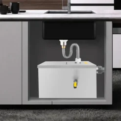 Kommerciel fedtudskiller 20 L i rustfrit stål, automatisk aflukning, sølv, til restaurant/fabrik/hjemmekøkken New