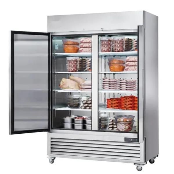 Kommerciel fryser 38,83 Cu.ft, 2-dørs opretstående fryser, automatisk afrimning, rustfrit stål, Reach-in fryser, 6"