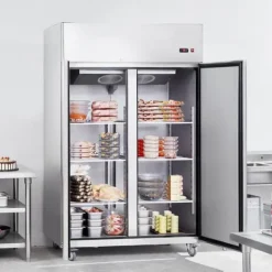 Kommerciel fryser 38,83 Cu.ft, 2-dørs opretstående fryser, automatisk afrimning, rustfrit stål, Reach-in fryser, 6