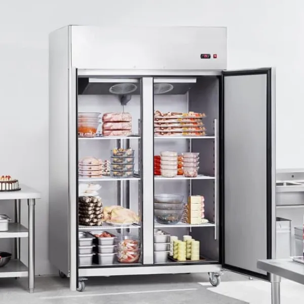 Kommerciel fryser 38,83 Cu.ft, 2-dørs opretstående fryser, automatisk afrimning, rustfrit stål, Reach-in fryser, 6"