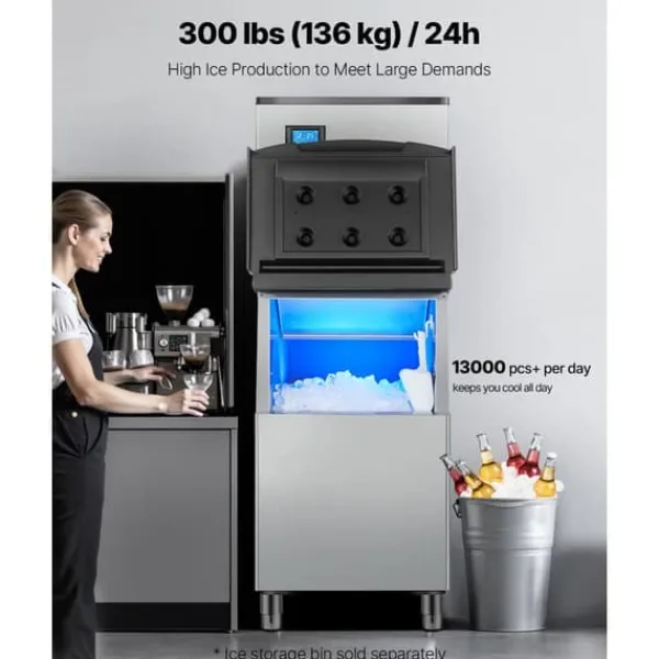 Kommerciel Ismaskine, 300 lbs/24 timer model, Selvrensende, Kompakt Design, Hurtig Isproduktion Best