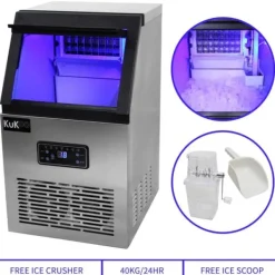 Kommerciel isterningmaskine i rustfrit stål 40 kg/24 timer Restaurant Bar Cafe Hotel IceMaker / GRATIS isknuser Online