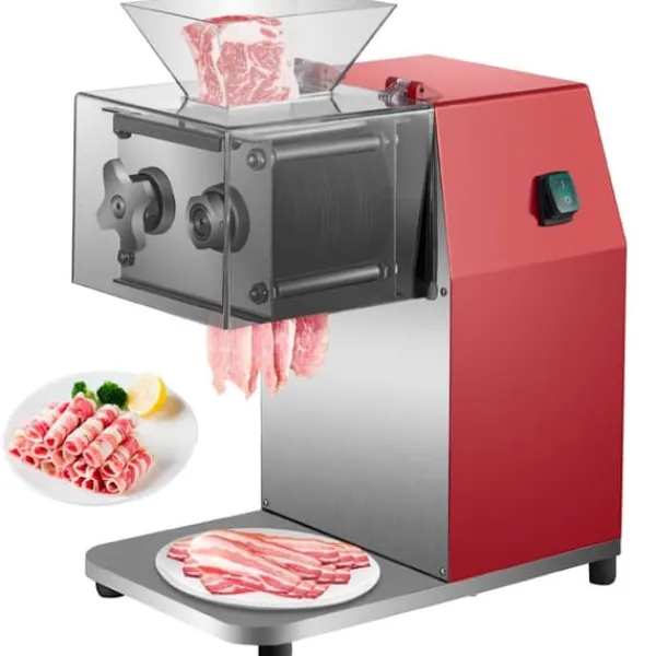 Kødskivere>Kommerciel kødskæremaskine, 251 kg/h, 850W elektrisk skærer med 3,5 mm klinge – rustfrit stål til restauranter og supermarkeder.