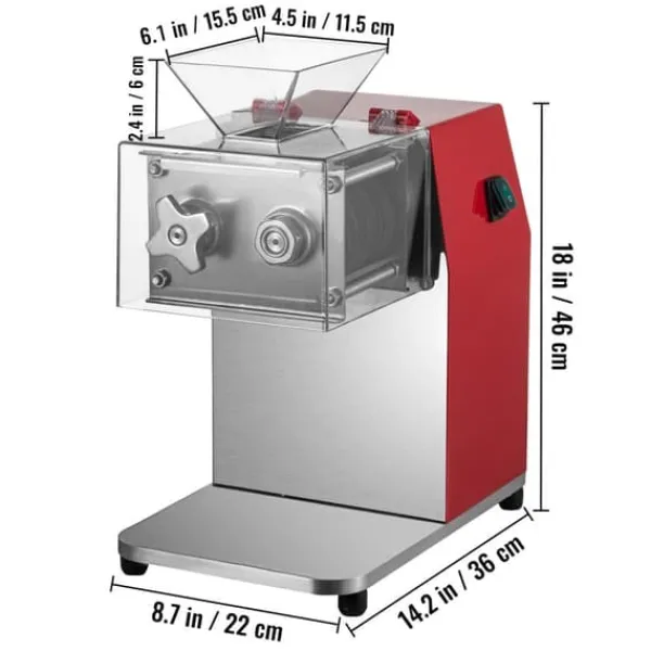 Kødskivere>Kommerciel kødskæremaskine, 251 kg/h, 850W elektrisk skærer med 3,5 mm klinge – rustfrit stål til restauranter og supermarkeder.