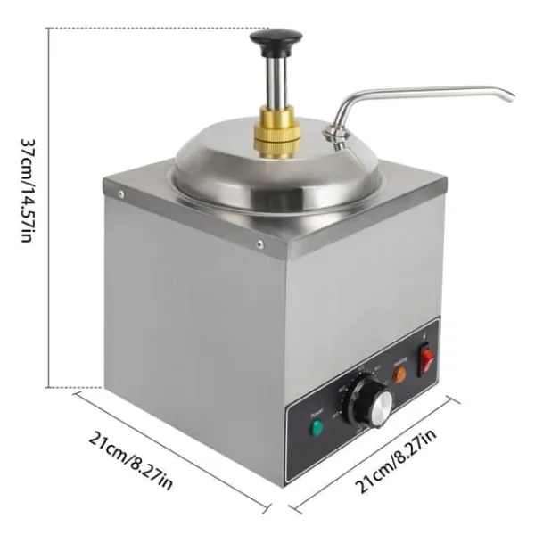 Kommerciel saucedispenser - Elektrisk enkelpumpe - Opvarmet - 2 L kapacitet - 650 W - 220 V/50 Hz - 201 rustfrit stål - Sølv Discount