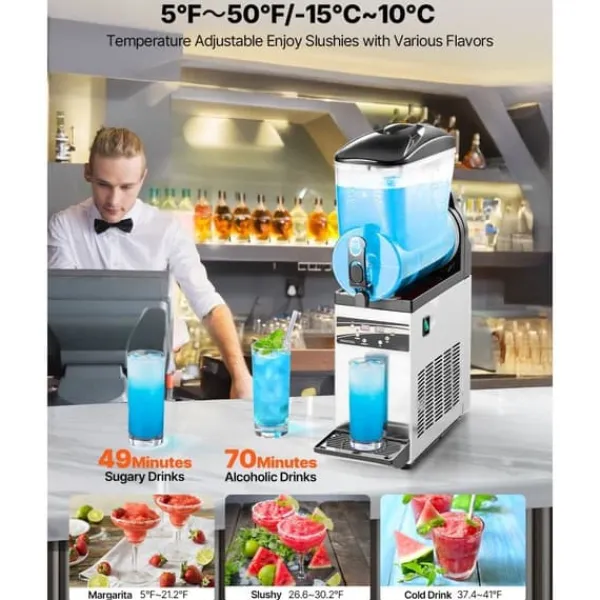 Slush-Ice Maskiner>Kommerciel Slushmaskine, 15L Margarita Smoothie, Frosne Drikkemaskine, Stor Kapacitet, Med Høj Effektivitet