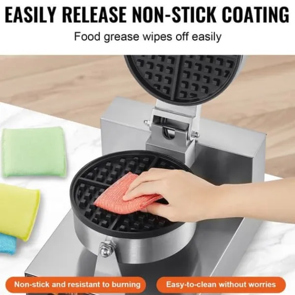 Kommerciel vaffelmaskine, rund non-stick vaffeljern, 1230W, hurtig opvarmning, perfekt til caféer og restauranter. Discount