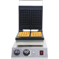 Vaffeljern>Kommerciel Vaffelmaskine - Elektrisk Vaffeljern - Rustfrit Stål - 1500 W - Timer - Firkantede Plader - 2-Pak