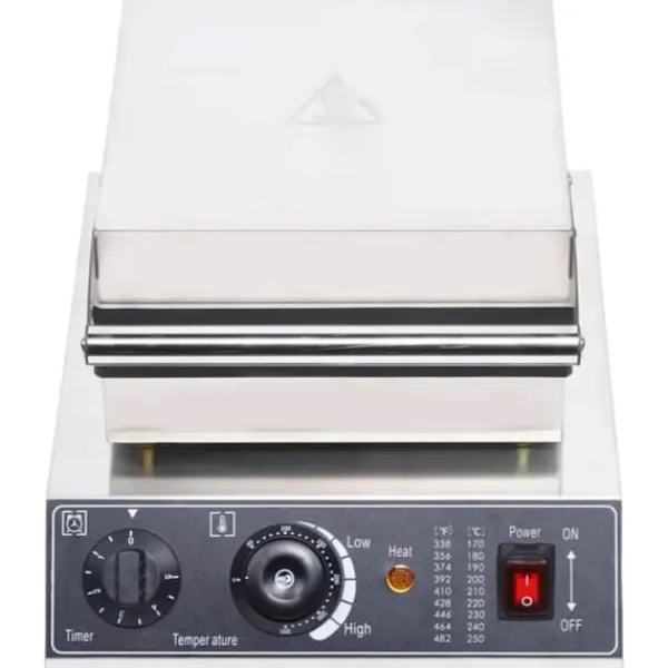 Vaffeljern>Kommerciel Vaffelmaskine - Elektrisk Vaffeljern - Rustfrit Stål - 1500 W - Timer - Firkantede Plader - 2-Pak