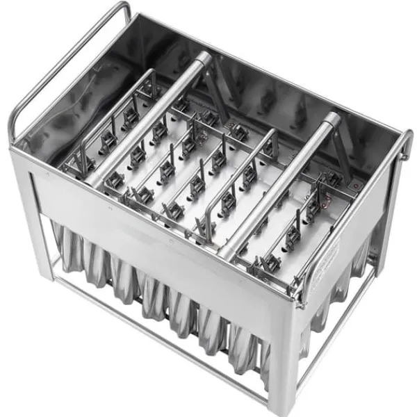 Kommercielle ispindeforme, 40 stk cylindriske ispopforme, rustfrit stål ispinde, ismagerformholder med 50 stk ispinde, holdbar kvalitet Clearance