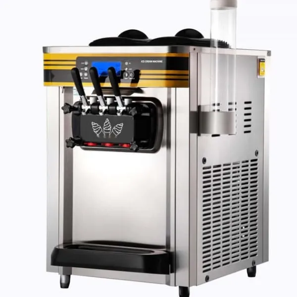 Kommersiel ismaskine, 22-30L/H, 2350W, 2x6L hopper, LCD-panel, fremragende til restaurant og snackbar, sølvfinish. Outlet
