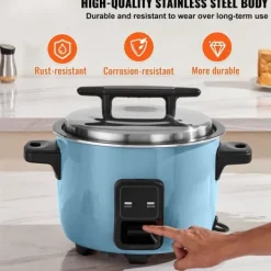 Madlavningsmaskiner>Kommersiel riskoger 60-kopper, non-stick gryde 13L, 24 timers hold varm, restaurant udstyr
