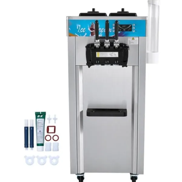 Ismaskine>Kommersiell Soft Serve Ismaskine 21-31 L/T, 3 smagsmuligheder, ideel til caféer og restauranter.