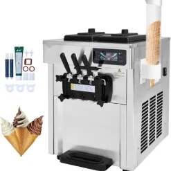 Ismaskine>Kommmerciel Soft Serve Ismaskine 18-28 L/H med 3 smagsmuligheder. Perfekt til cafeer og isbarer.
