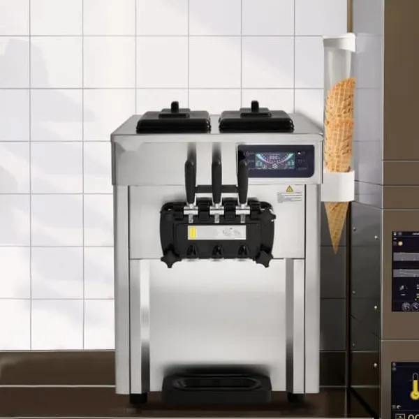 Ismaskine>Kommmerciel Soft Serve Ismaskine 18-28 L/H med 3 smagsmuligheder. Perfekt til cafeer og isbarer.